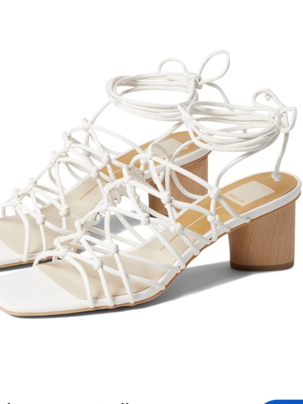 Dolce vita NEW WO BOX white zesta lace up square toe block heeled sandals 7.5